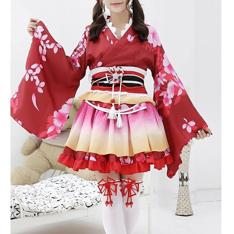 GRACEART Japanese Yukata Kimono Costume Anime Cosplay Robe (red,S) - Image 2